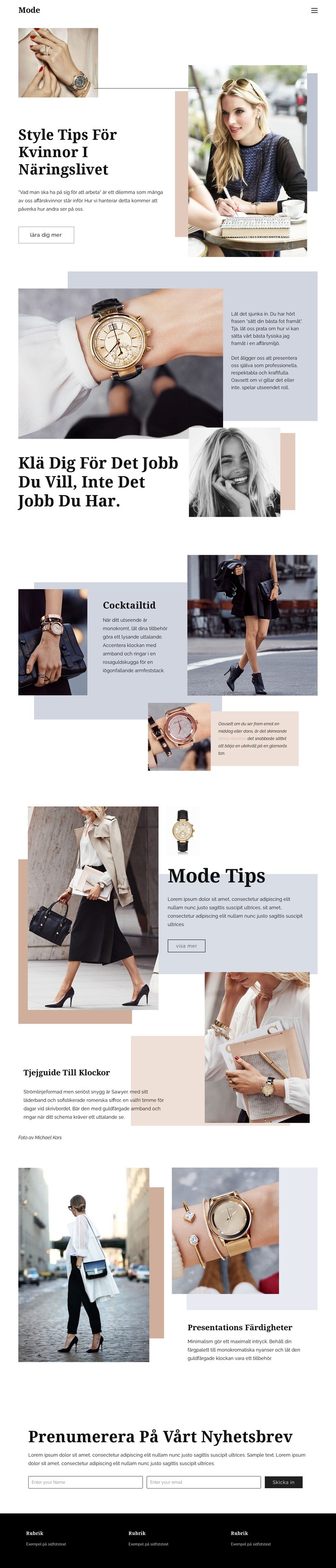 Mode tips Webbplats mall