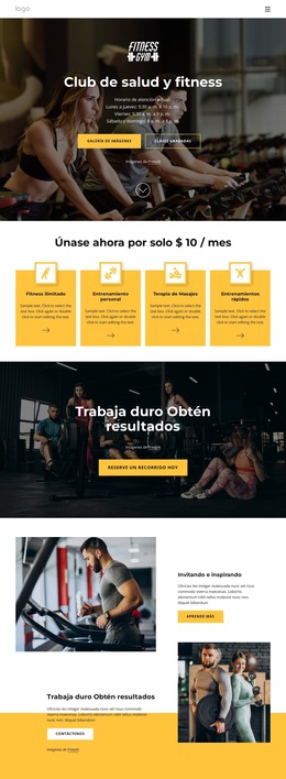 Club De Salud Y Fitness - Plantilla De Creación De Sitios Web