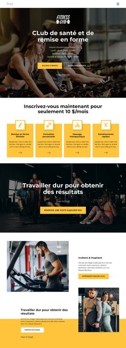 Modèle D'Une Page Exclusif Pour Club De Santé Et De Remise En Forme