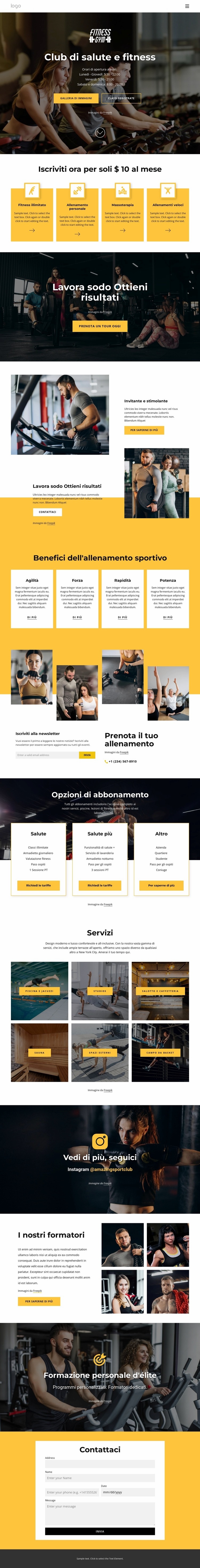 Centro benessere e fitness Un modello di pagina