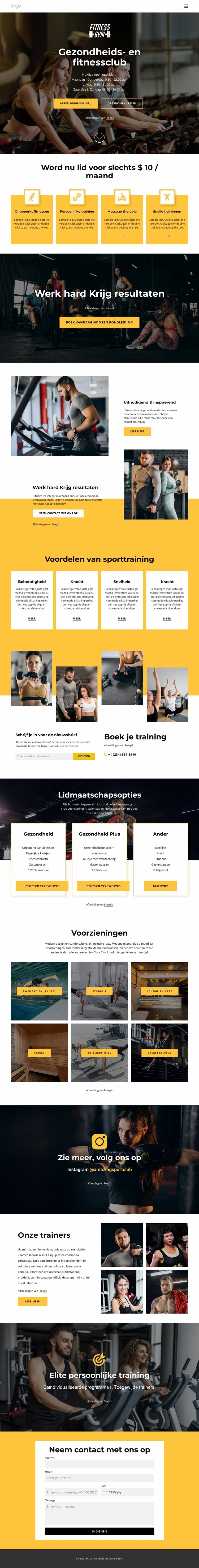 Gezondheids- en fitnessclub Website Builder-sjablonen