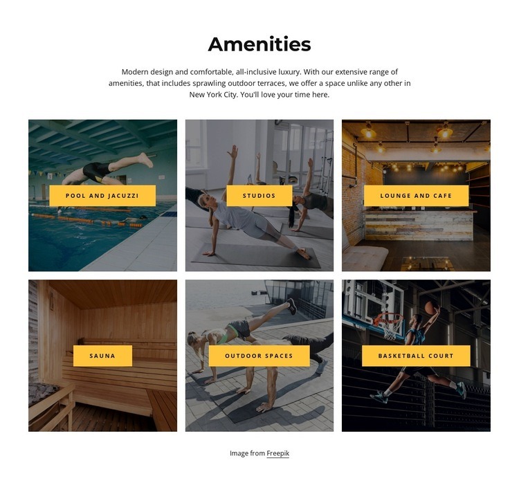 Tour our amenities Squarespace Template Alternative