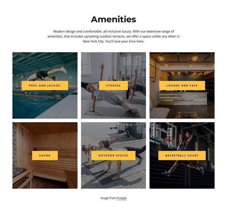 Tour our amenities Wix Template Alternative