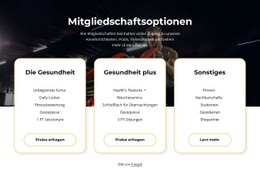 Mitgliedschaftsmöglichkeiten – PSD-Website-Mockup