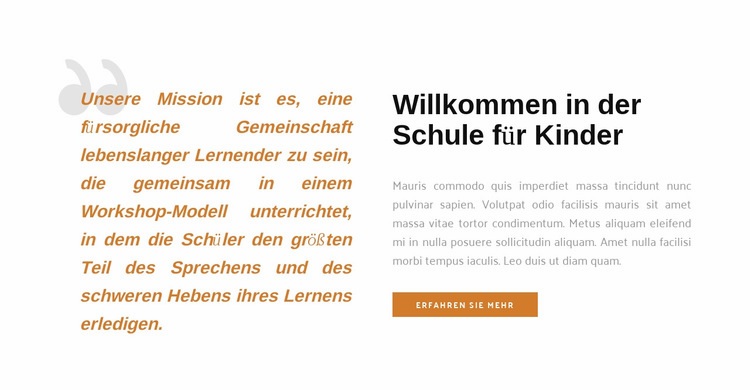 Zitat und Text Landing Page