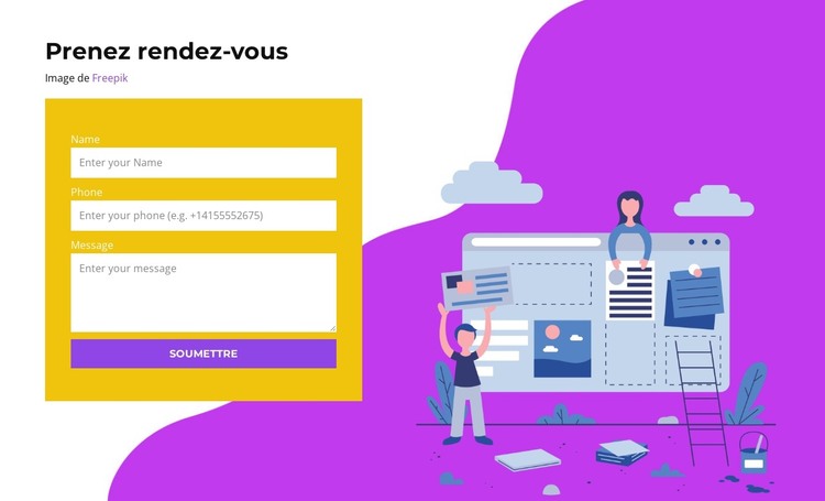 Réserver via le formulaire Modèle HTML