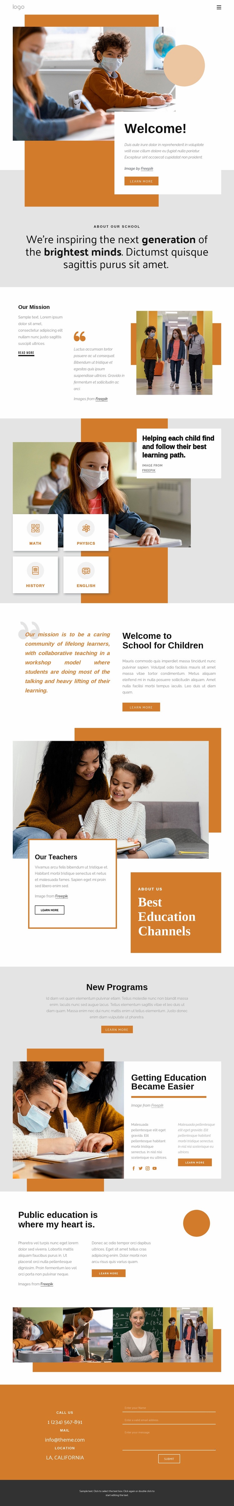 Primary school Homepage Design