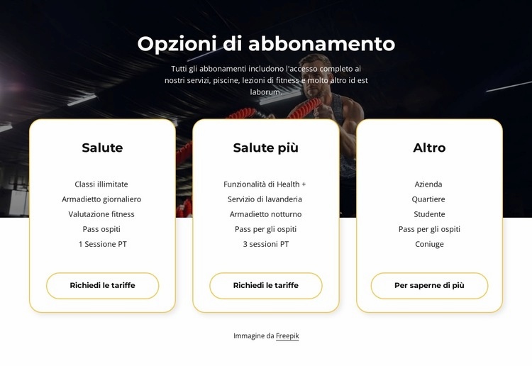 Opzioni di abbonamento Progettazione di siti web