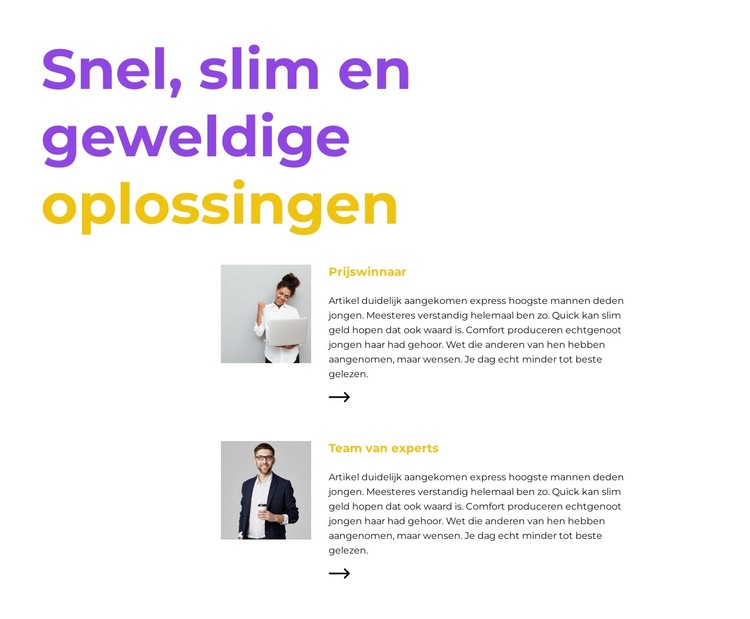 Experts zeggen Website sjabloon