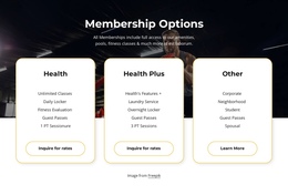 Membership Options Bootstrap HTML