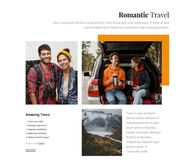 Honeymoons and romantic getaways One Page Template