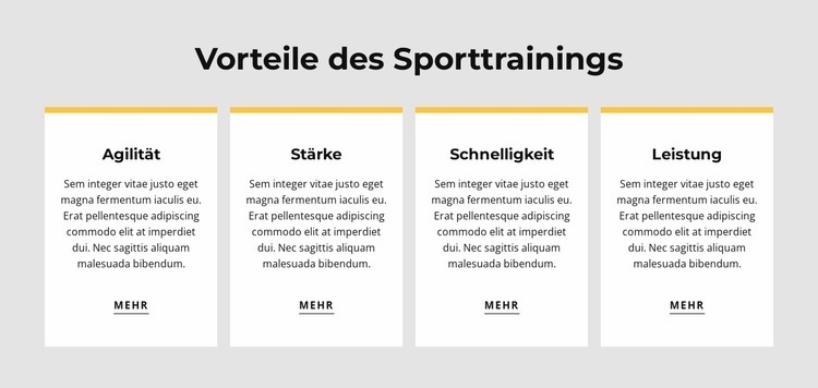 Vorteile des Sporttrainings Eine Seitenvorlage