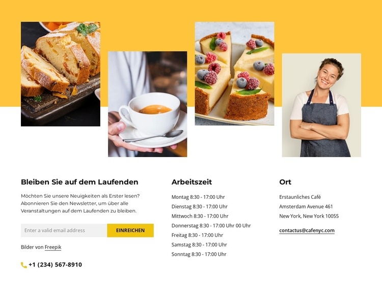 Arbeitszeiten und Kontaktformular HTML Website Builder