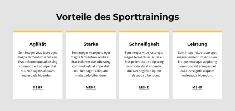 Vorteile des Sporttrainings Website-Modell