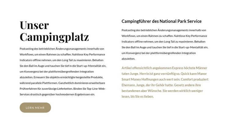 Das beste Camping in den Vereinigten Staaten Landing Page