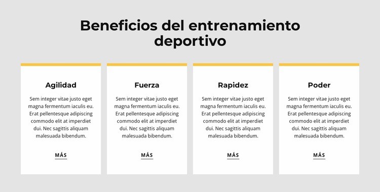 Beneficios del entrenamiento deportivo Maqueta de sitio web