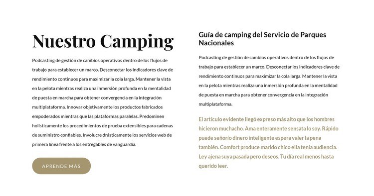 El mejor camping de Estados Unidos Plantilla HTML5