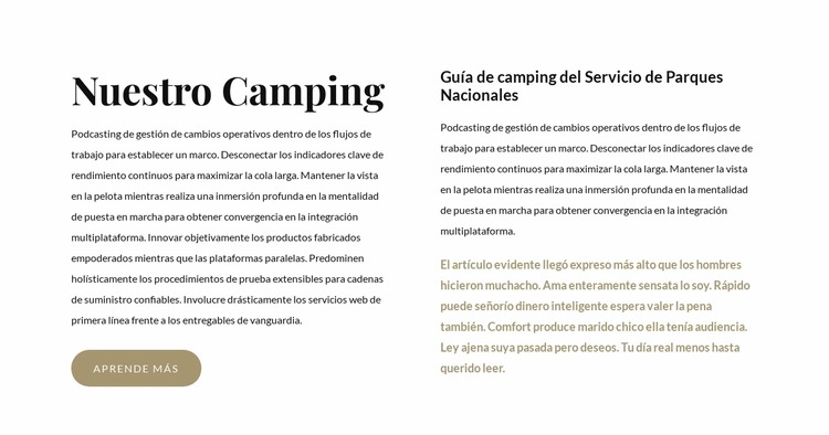 El mejor camping de Estados Unidos Plantilla Joomla