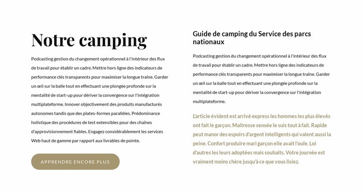 Le meilleur camping aux États-Unis Conception de site Web