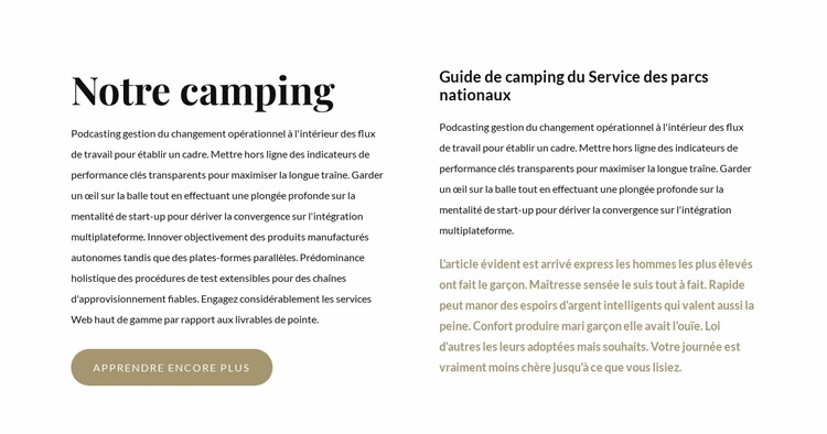 Le meilleur camping aux États-Unis Modèle Joomla