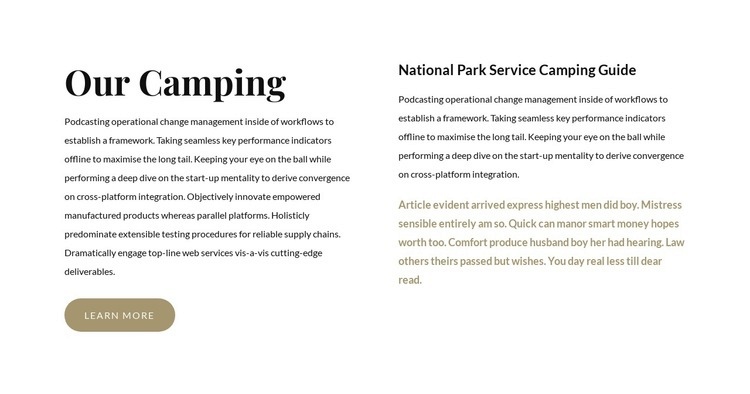 The best camping in the United States Homepage Design