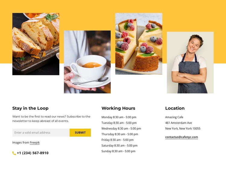 Working hourse and contact form HTML Template