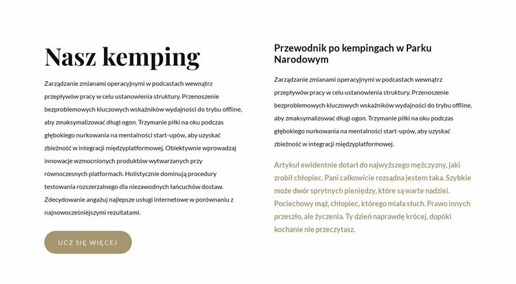 Najlepszy kemping w Stanach Zjednoczonych Projekt strony internetowej