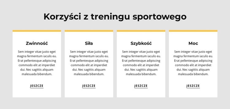 Korzyści z treningu sportowego Projekt strony internetowej