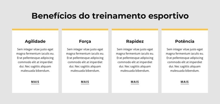 Benefícios do treinamento esportivo Maquete do site