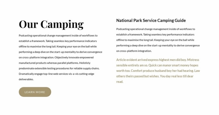 The best camping in the United States Squarespace Template Alternative