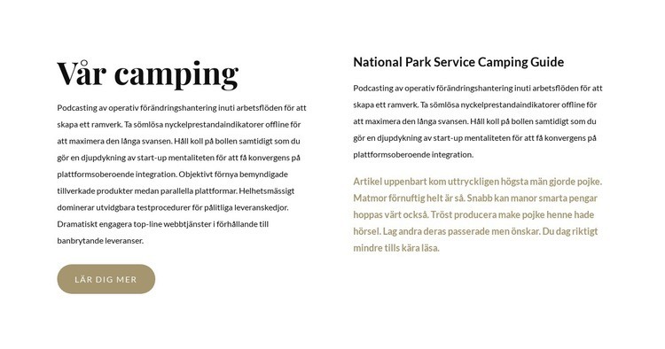 Den bästa campingen i USA CSS -mall