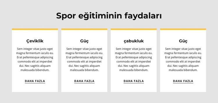 Spor eğitiminin faydaları Bir Sayfa Şablonu