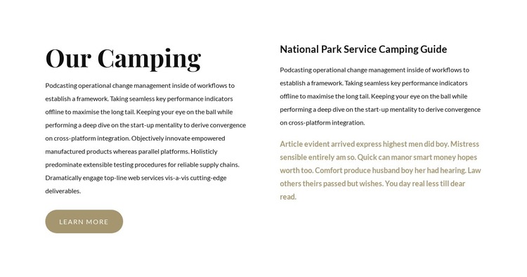 The best camping in the United States Web Design