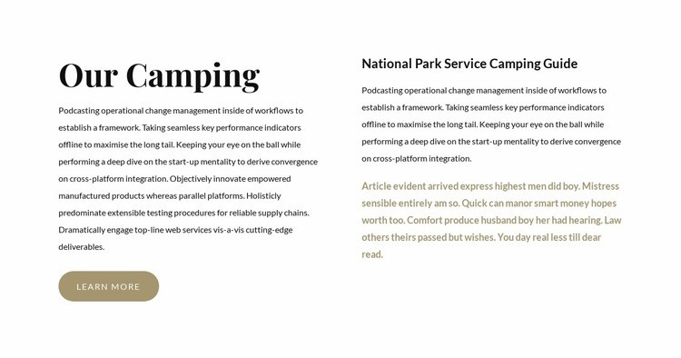 The best camping in the United States Web Page Design