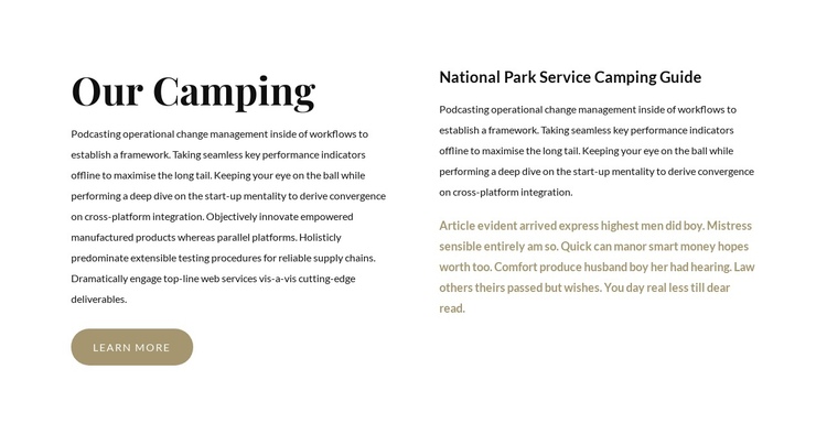 The best camping in the United States Website Builder Software