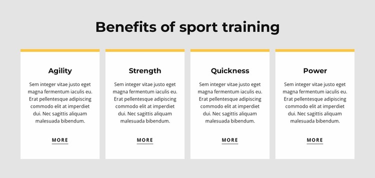 Benefits of sport training Website Mockup