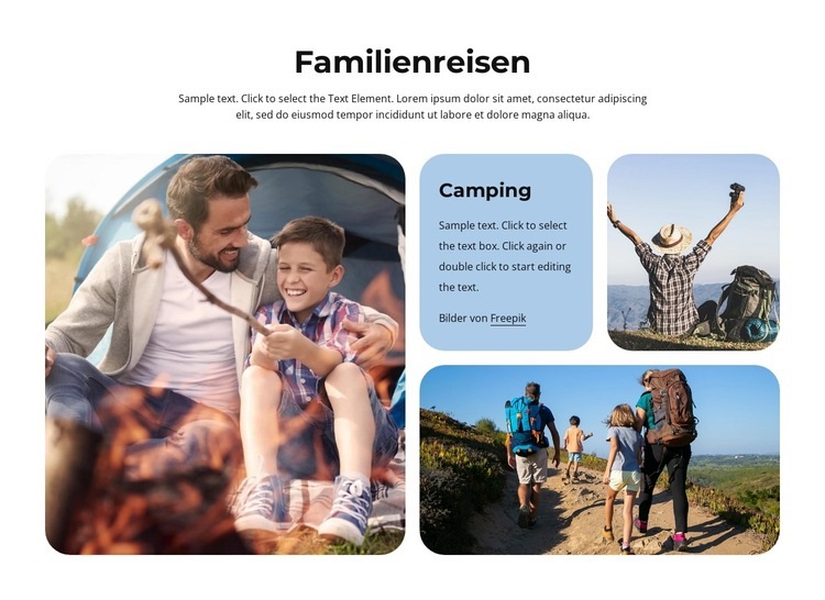 Familienreisen Website-Modell