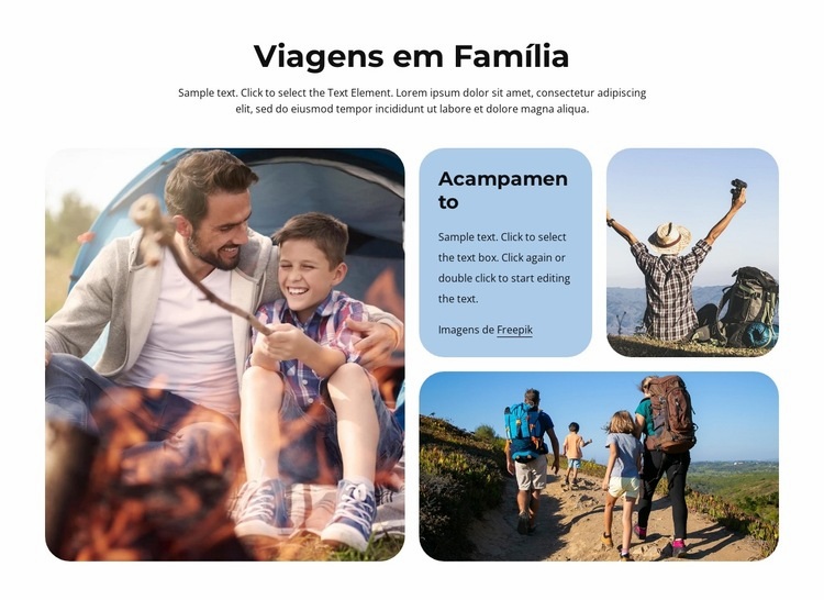 Viagens em família Design do site