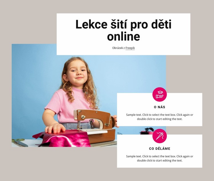 Lekce šití pro děti Šablona webové stránky