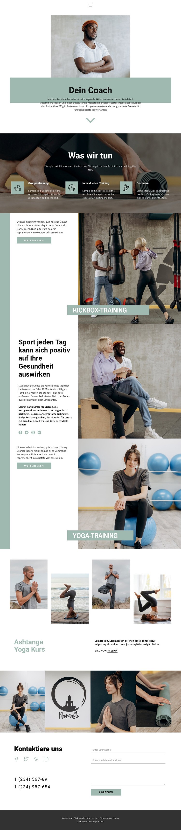 Sportabteilungen Website-Modell