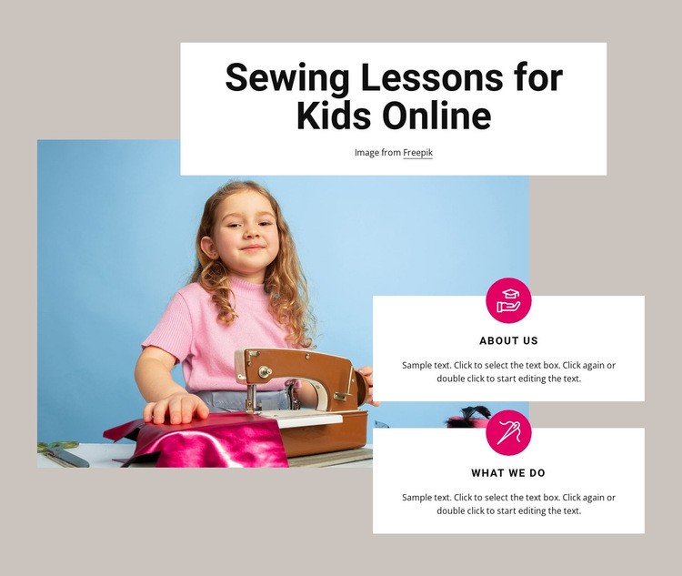 Sewing lessons for kids Elementor Template Alternative