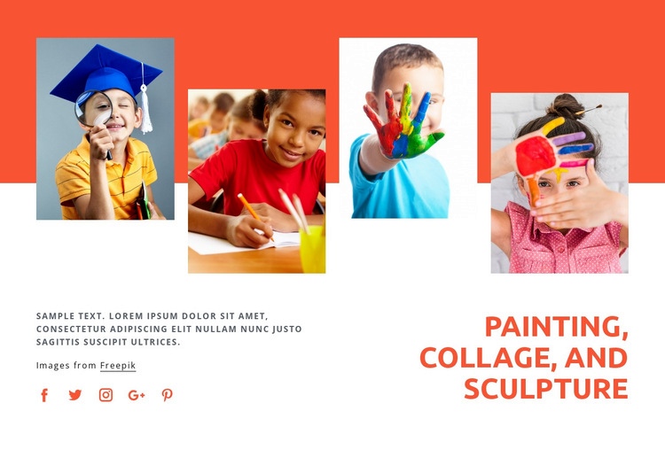 Painting, collage and sculpture Homepage Design