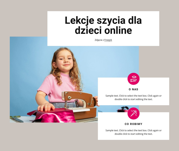 Lekcje szycia dla dzieci Szablon witryny sieci Web