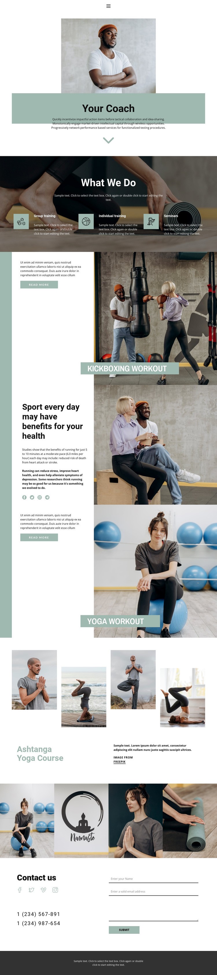 Sport sections Squarespace Template Alternative