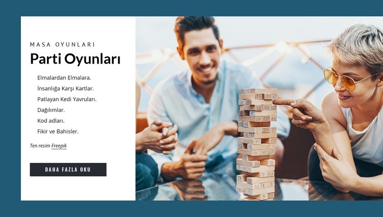 Parti oyunları Html Web Sitesi Oluşturucu