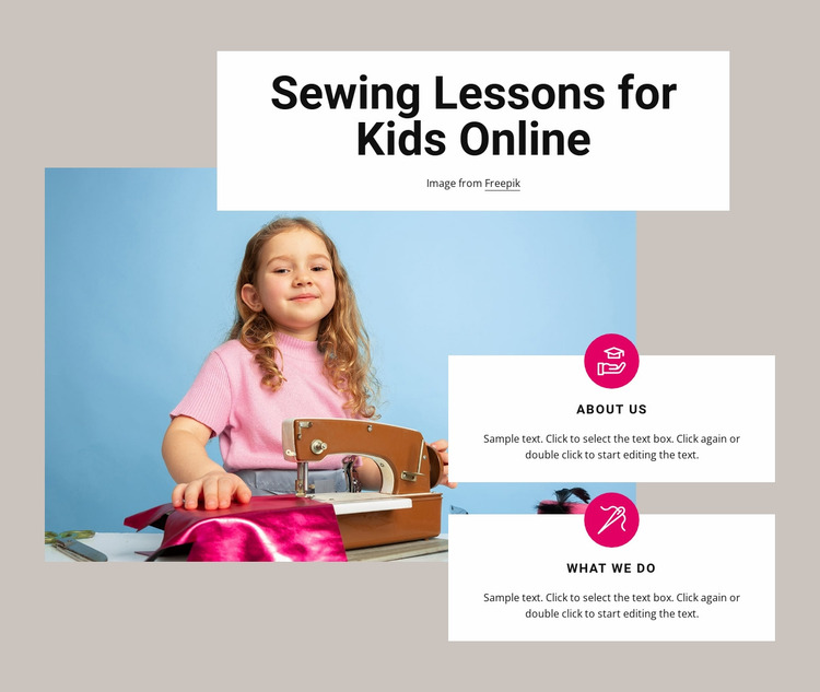 Sewing lessons for kids Website Mockup