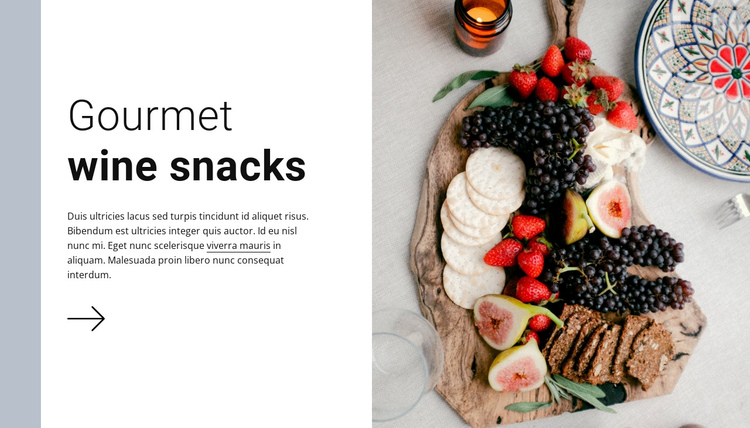 Gourmet wine snacks One Page Template