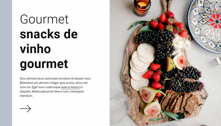 Petiscos gourmet de vinho Landing Page