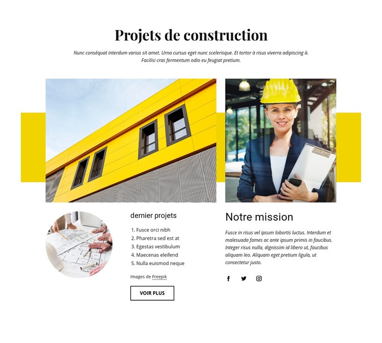 Nos projets de construction Créateur de site Web HTML