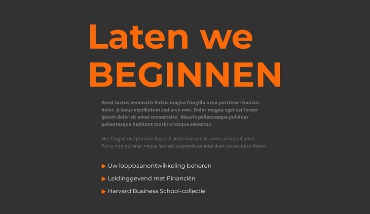 Laten we beginnen met leren Bestemmingspagina